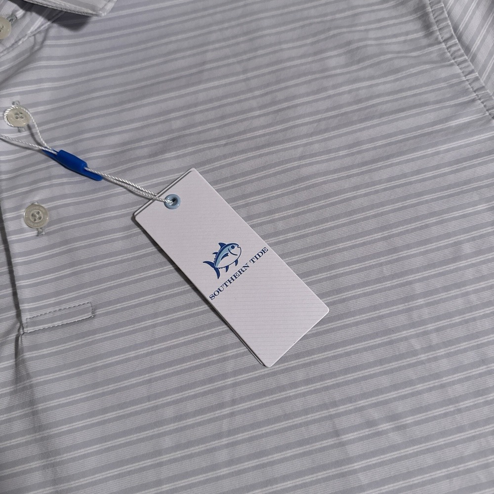 Southern Tide Men's 2XL Slate Grey brrr-eeze Bowen Stripe Performance Polo XXL
